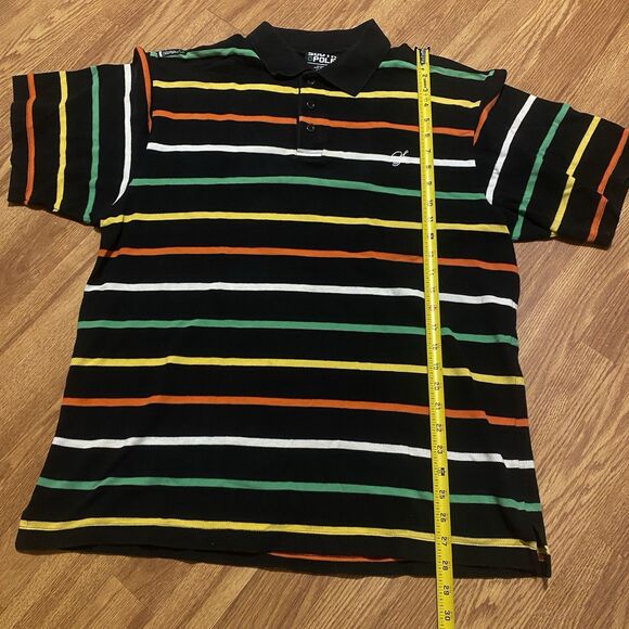 Southpole Polo Shirt Mens M Sriped Baggy Streetwear Hiphop Black S/S Y2K VTG - Picture 5 of 11